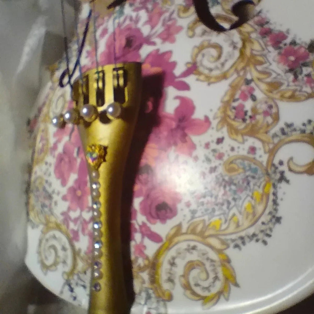 Gilded Age Violin Outfit | Crystal & Pearl Tailpiece, Carbon Fiber Bow
