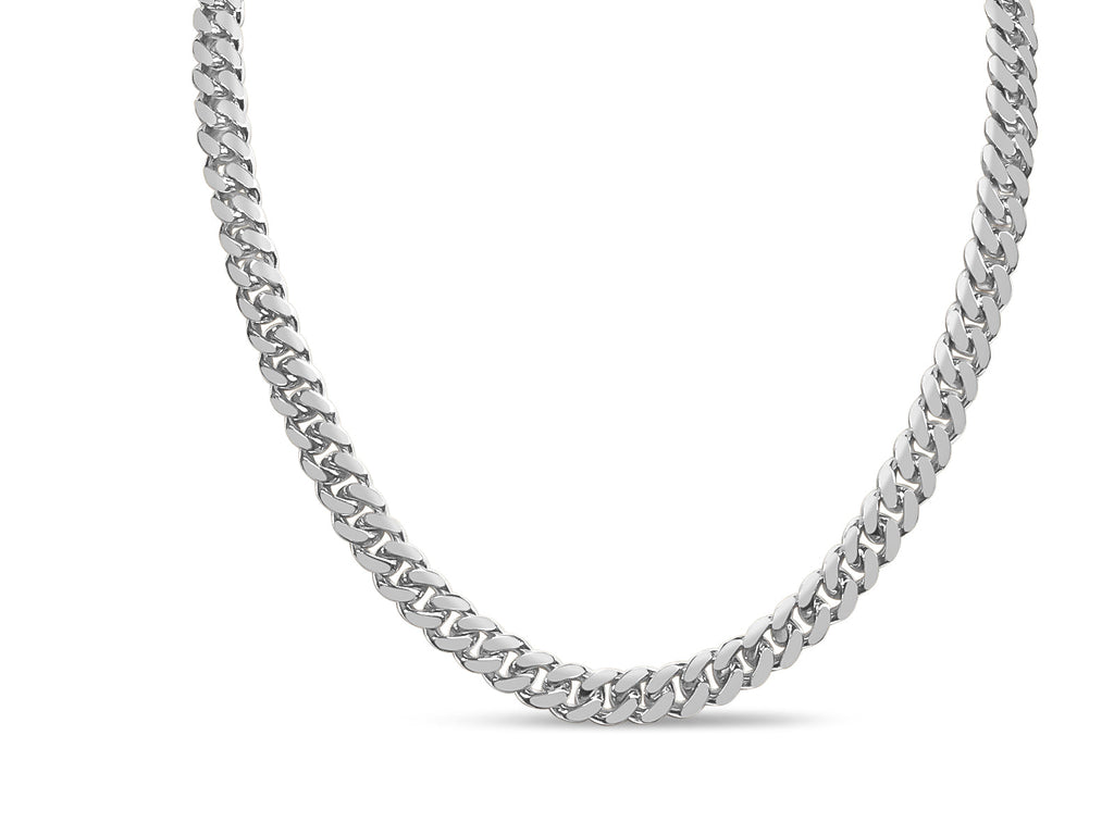 Miami Cuban Solid White/Yellow/Rose Gold Handmade Necklace , 8mm, 16-30 Inch
