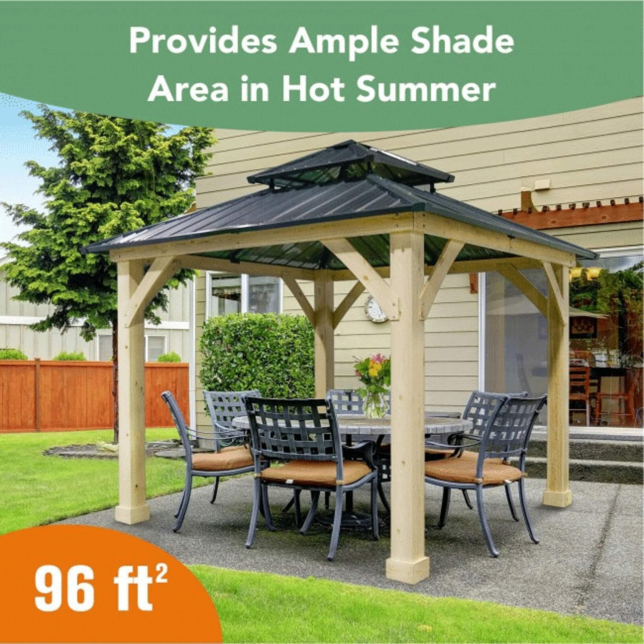[10X10FT] Alora Premium Outdoor Patio Hardtop Gazebo W/ Double Steel Roof (SAK01291)