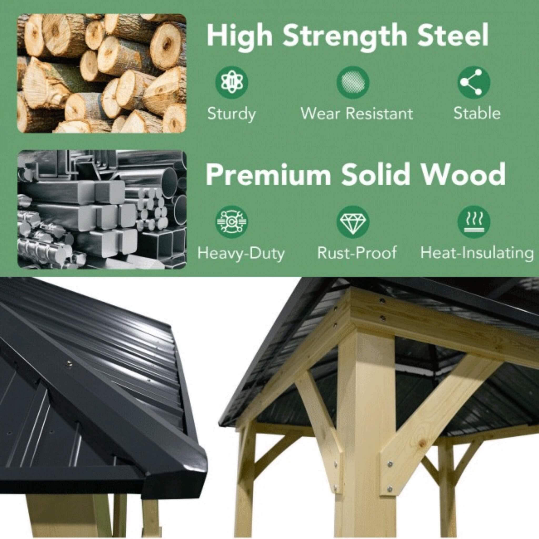 [10X10FT] Alora Premium Outdoor Patio Hardtop Gazebo W/ Double Steel Roof (SAK01291)