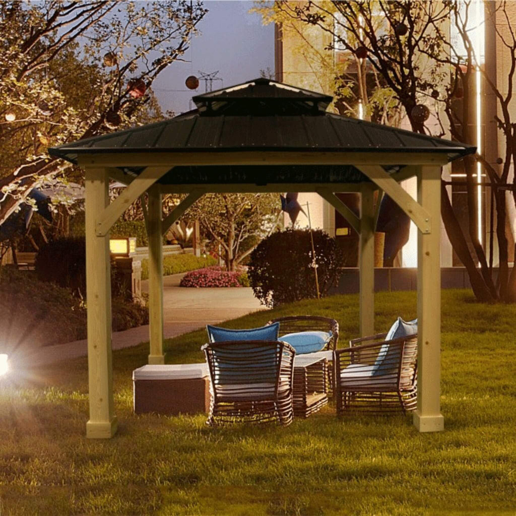 [10X10FT] Alora Premium Outdoor Patio Hardtop Gazebo W/ Double Steel Roof (SAK01291)