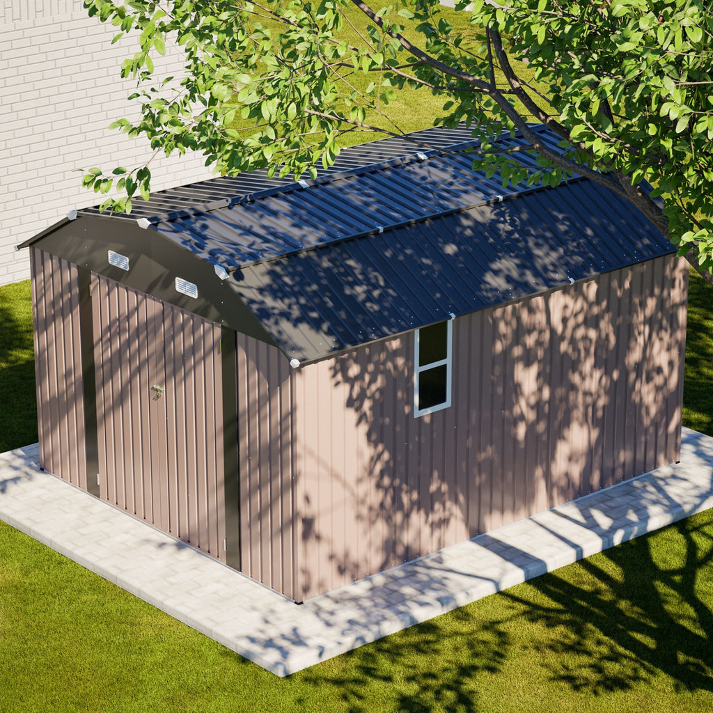 [10X12FT] Alora Heavy-Duty Outdoor Metal Storage Shed With Floor (SAK91820)
