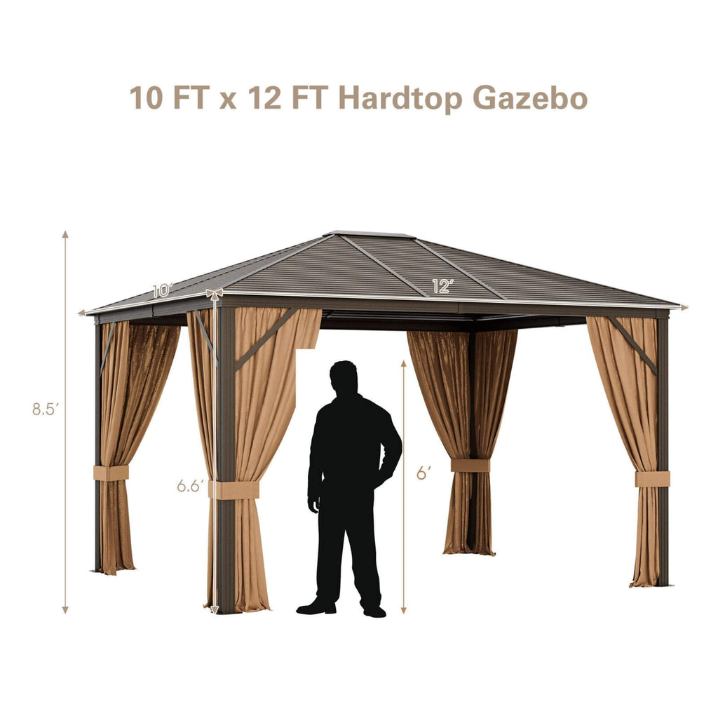 [10X12FT] Alora Premium Outdoor Hardtop Patio Gazebo W/ Galvanized Steel Top & Aluminum Frame (SAK74065)