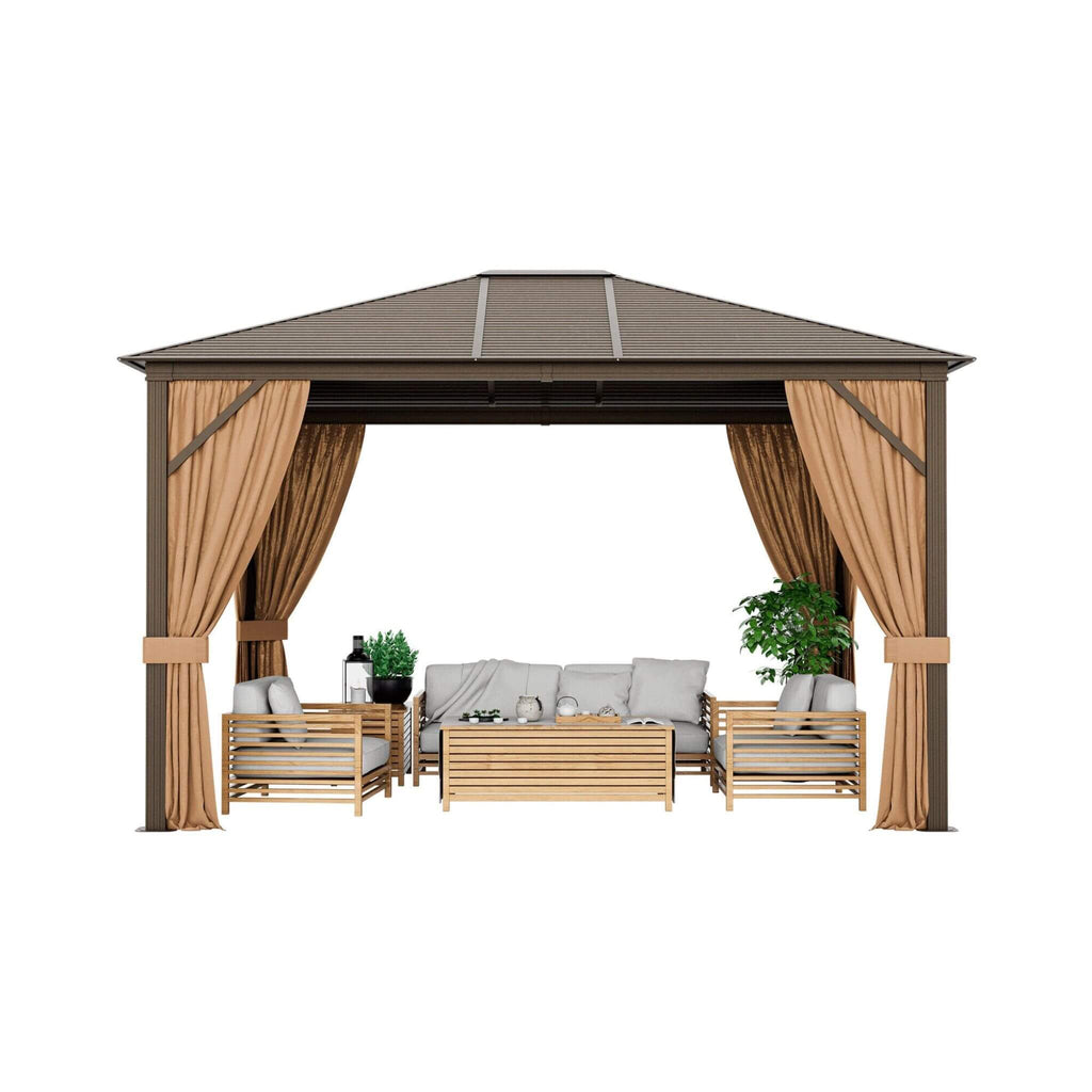 [10X12FT] Alora Premium Outdoor Hardtop Patio Gazebo W/ Galvanized Steel Top & Aluminum Frame (SAK74065)