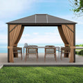 [10X12FT] Alora Premium Outdoor Hardtop Patio Gazebo W/ Galvanized Steel Top & Aluminum Frame (SAK74065)