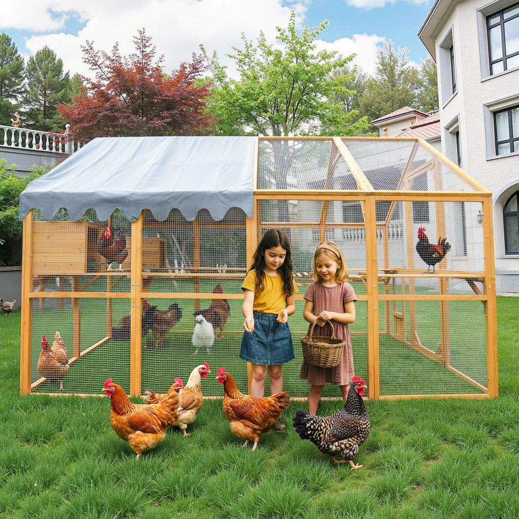 110-Inch Large Outdoor Kitten Playpen Chicken Coop With Waterproof Cover (SAK15370)