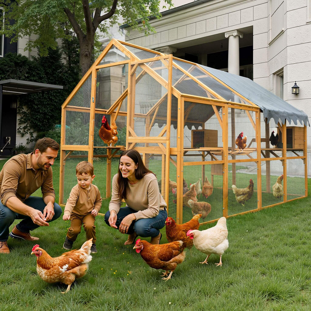110-Inch Large Outdoor Kitten Playpen Chicken Coop With Waterproof Cover (SAK15370)