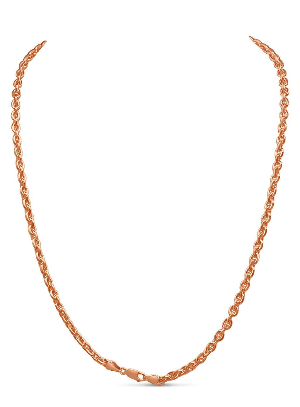 Fancy Rolo Solid White/Yellow/Rose Gold Handmade Necklace , 5mm, 16-30 Inch