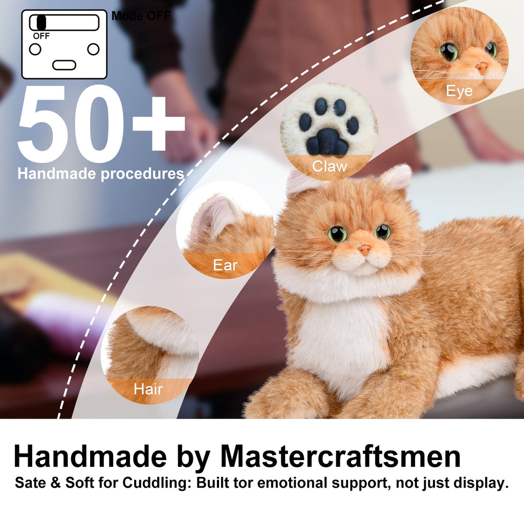 Percy 2.0 Golden British Short Hair Cat- Breathing  Heartbeat Pur,Voice Robonic Cat