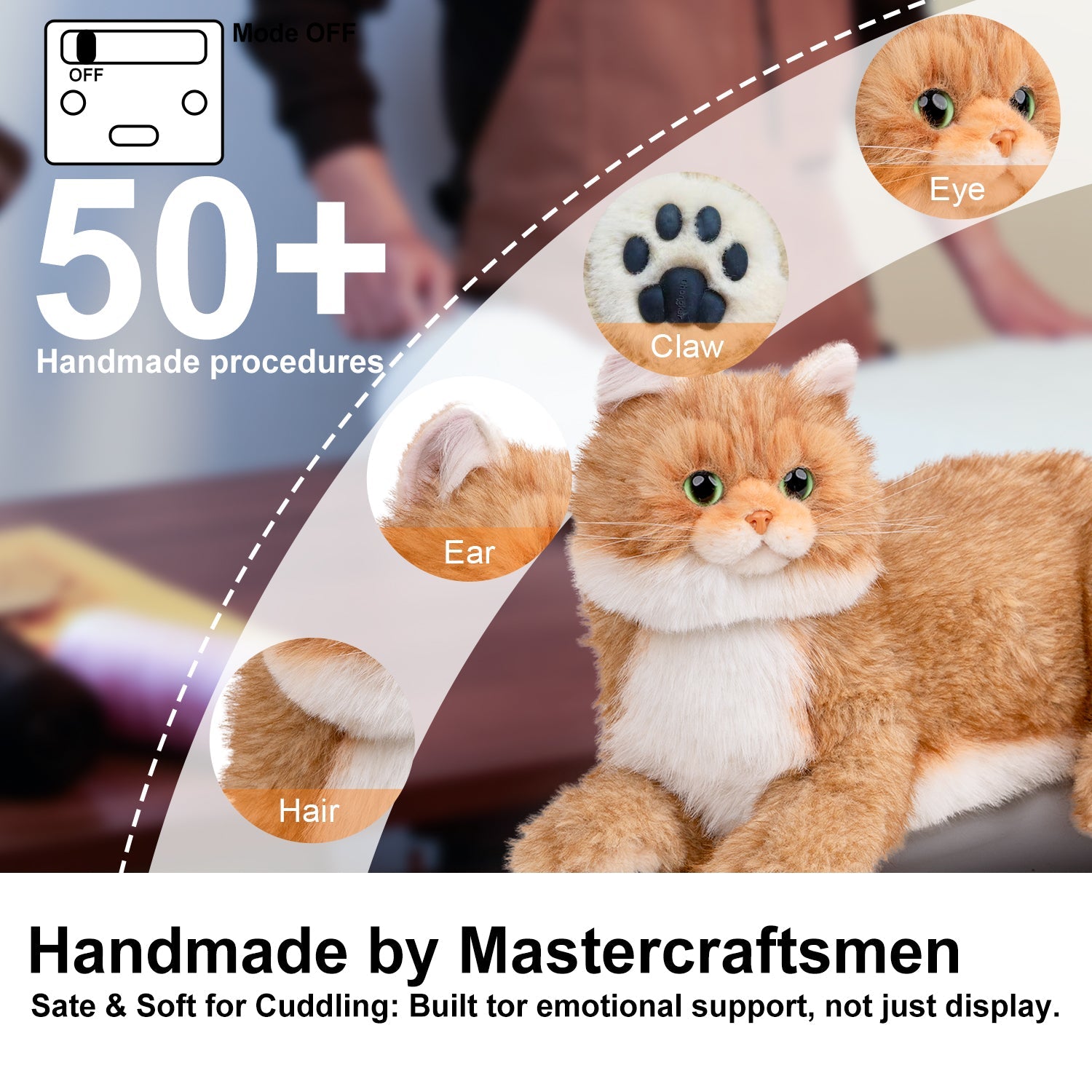 Percy 2.0 Golden British Short Hair Cat- Breathing  Heartbeat Pur,Voice Robonic Cat