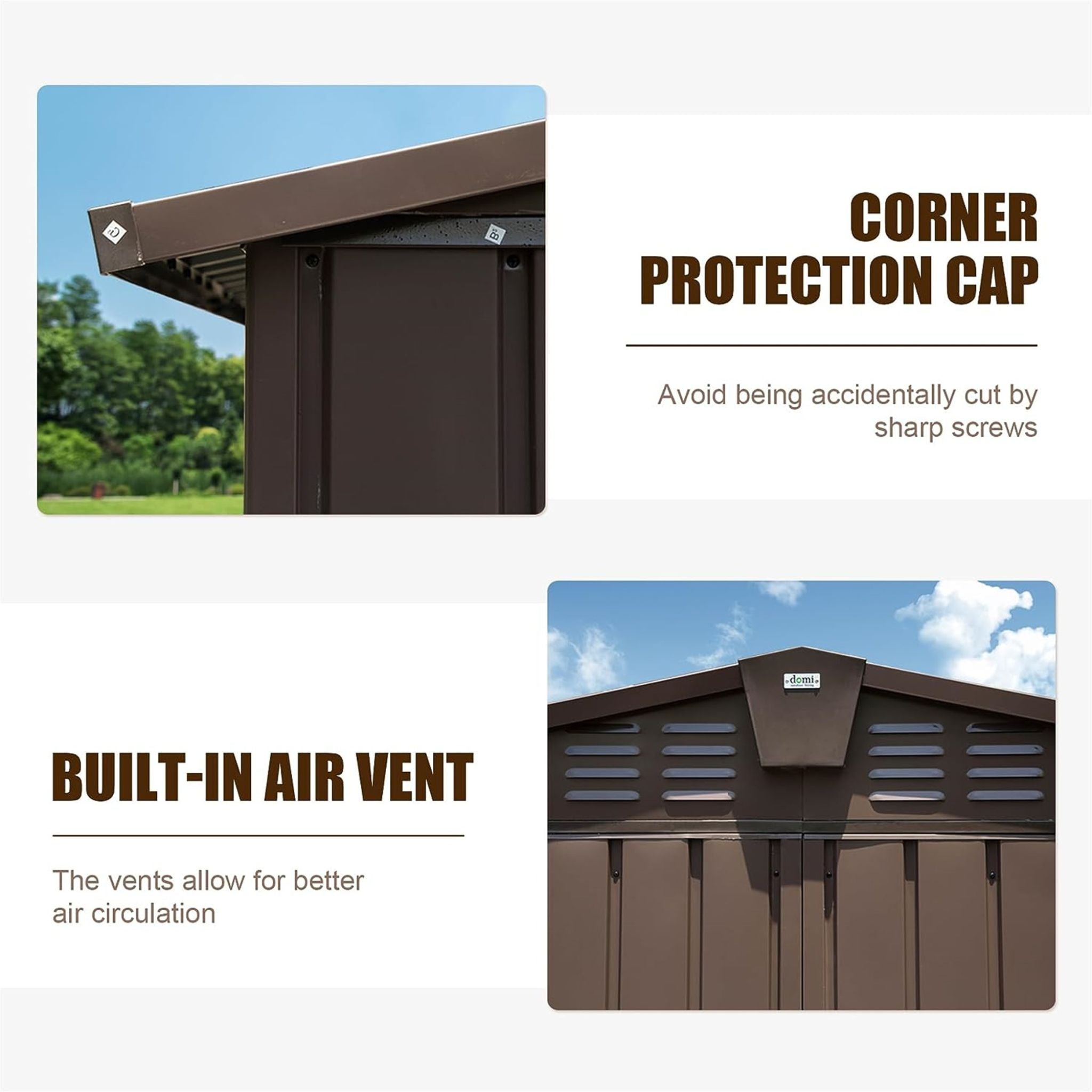 [11X12FT] Alora Outdoor Backyard Storage Metal Shed With Galvanized Steel Frame, Windows, And Lockable Doors (SAK60167)