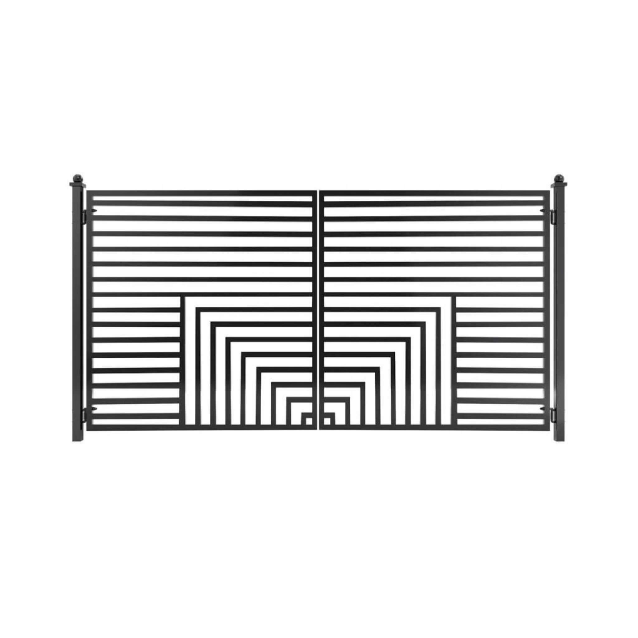 [12-18FT] Heavy-Duty Florence-Style Powder-Coated Galvanized Steel Dual-Swing Driveway Gate (SAK48168)