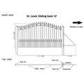 [12-18FT] Heavy-Duty St. Louis-Style Steel Sliding Driveway Gate (SAK64978)