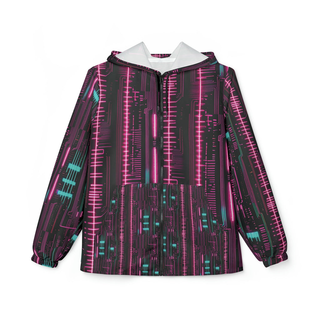 Cyberpunk Hacker Windbreaker Jacket (AOP)  #HackerChic #FashionFuturist #NerdyAndProud"