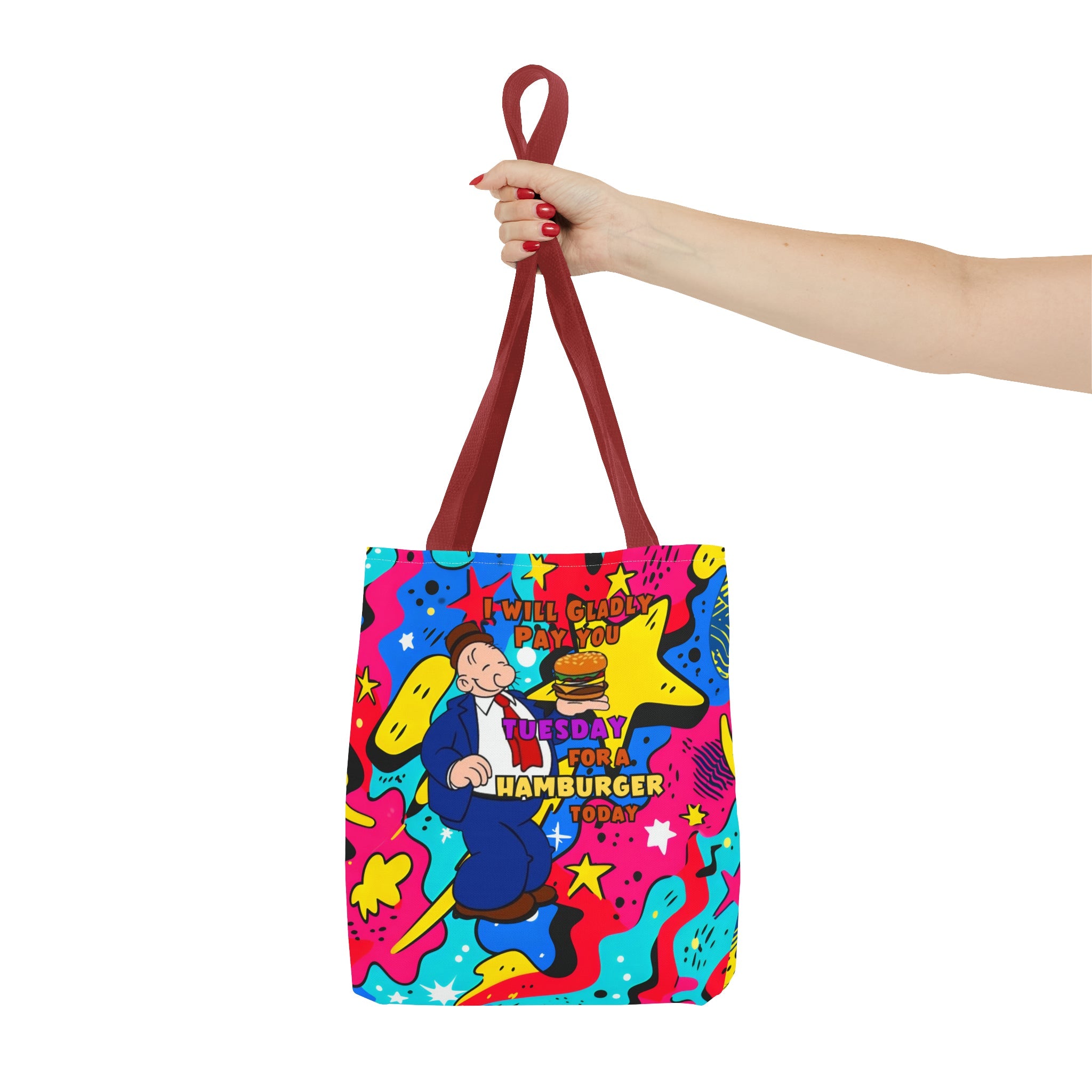 Abstract Comic Pop  AOP Tote Bag featuring Wimpy and his beloved hamburger
