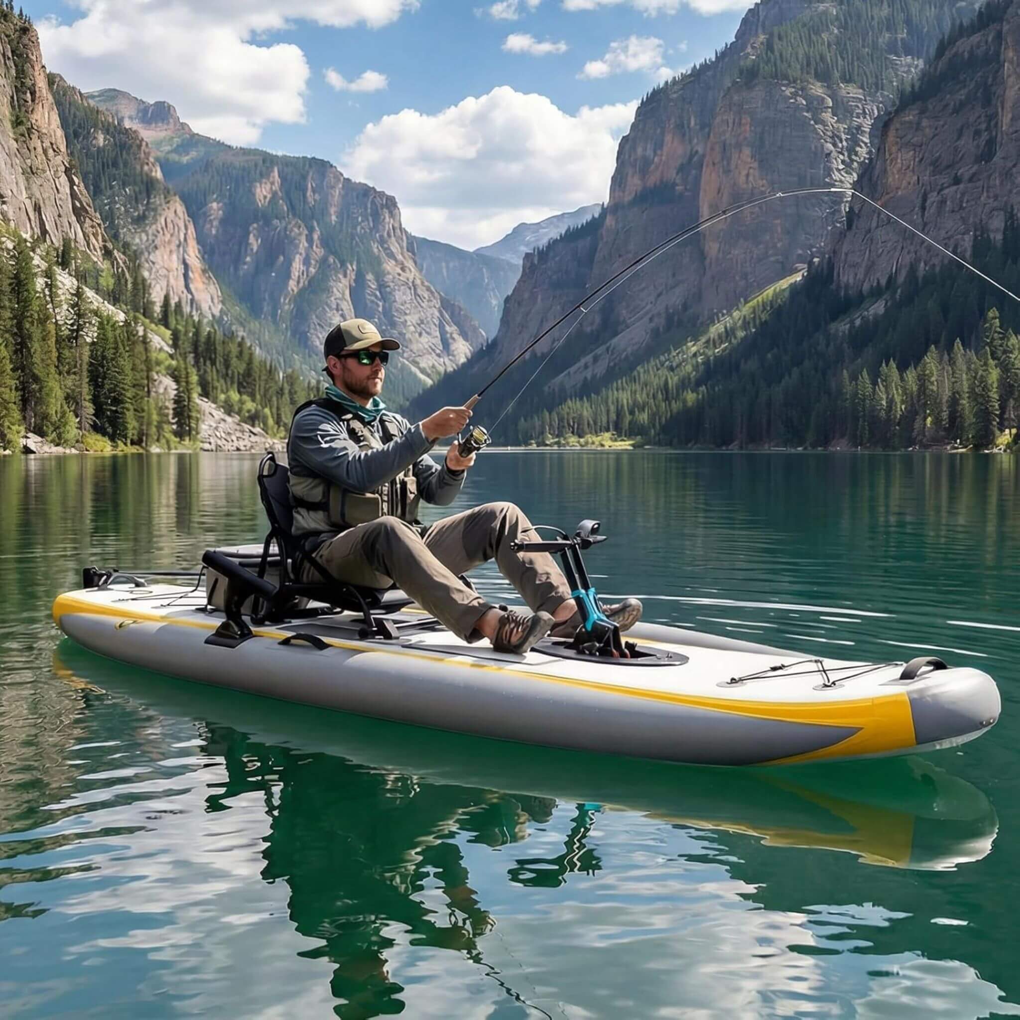 Portable 12FT Lightweight Inflatable PVC Fishing Kayak With Pedal System (SAK64328)