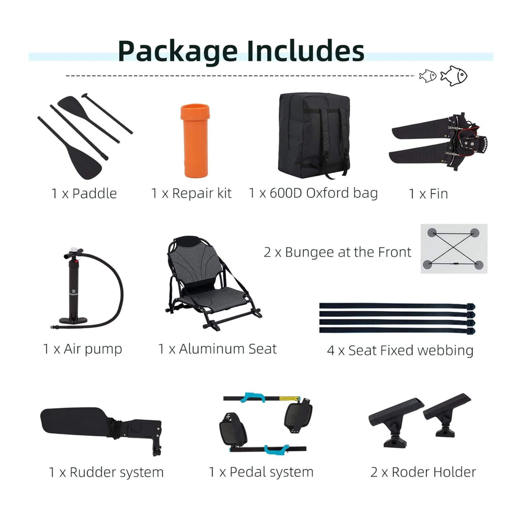 Portable 12FT Lightweight Inflatable PVC Fishing Kayak With Pedal System (SAK64328)