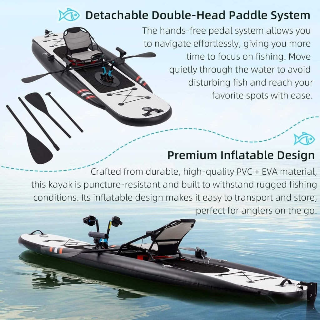 Premium 12FT Lightweight Inflatable Fishing Kayak With Pedal System (SAK15079)