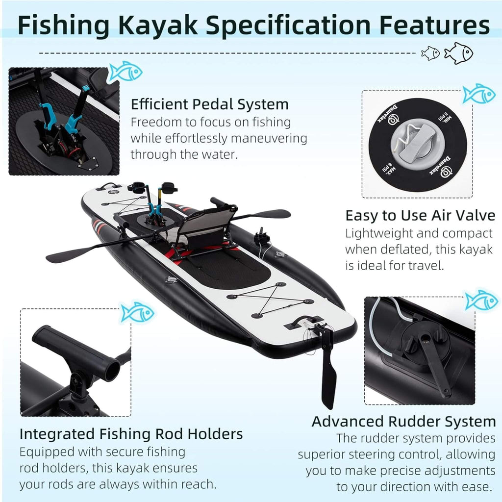 Premium 12FT Lightweight Inflatable Fishing Kayak With Pedal System (SAK15079)