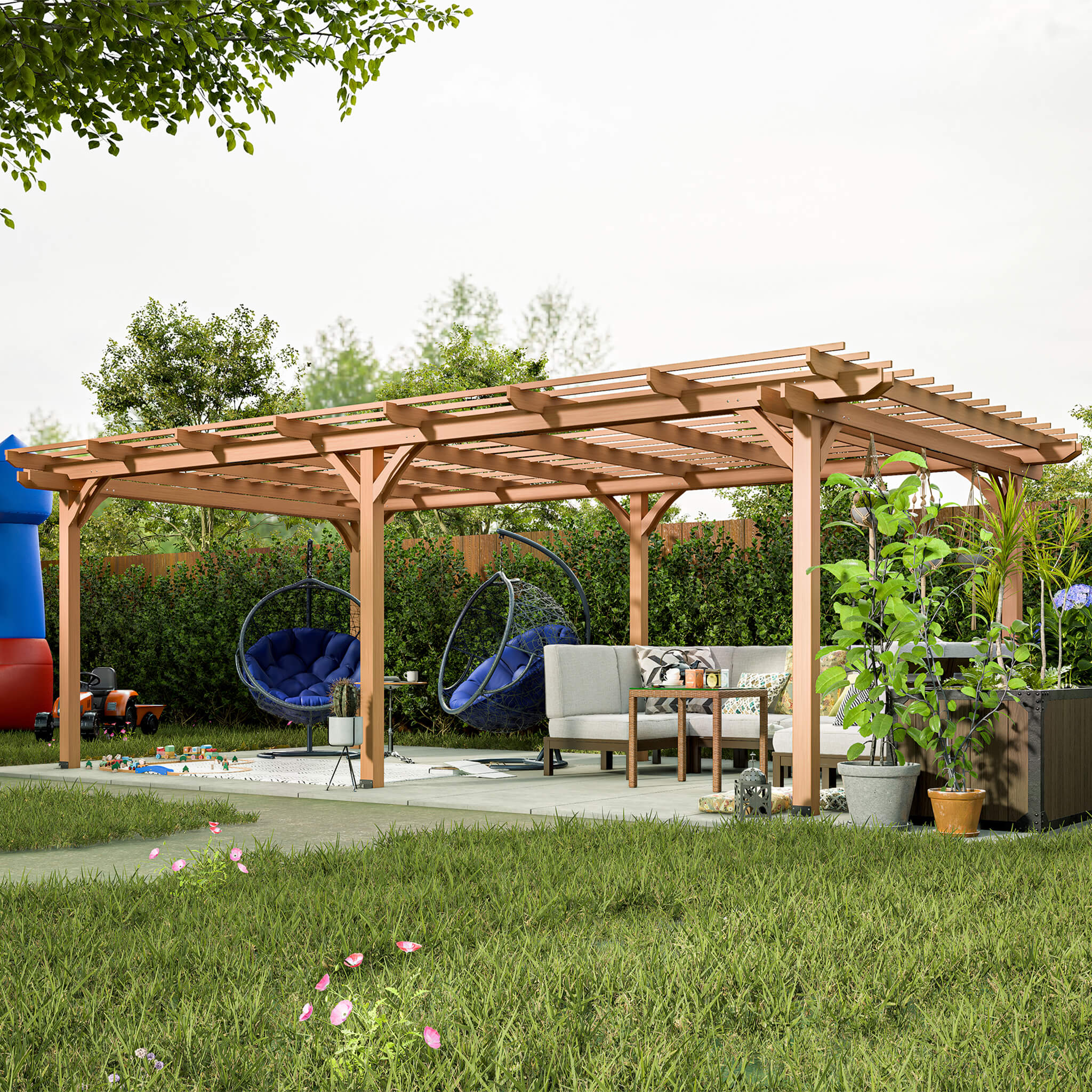 [12X16FT] Alora Extra-Large Outdoor Wooden Waterproof Grape Gazebo (SAK76476)