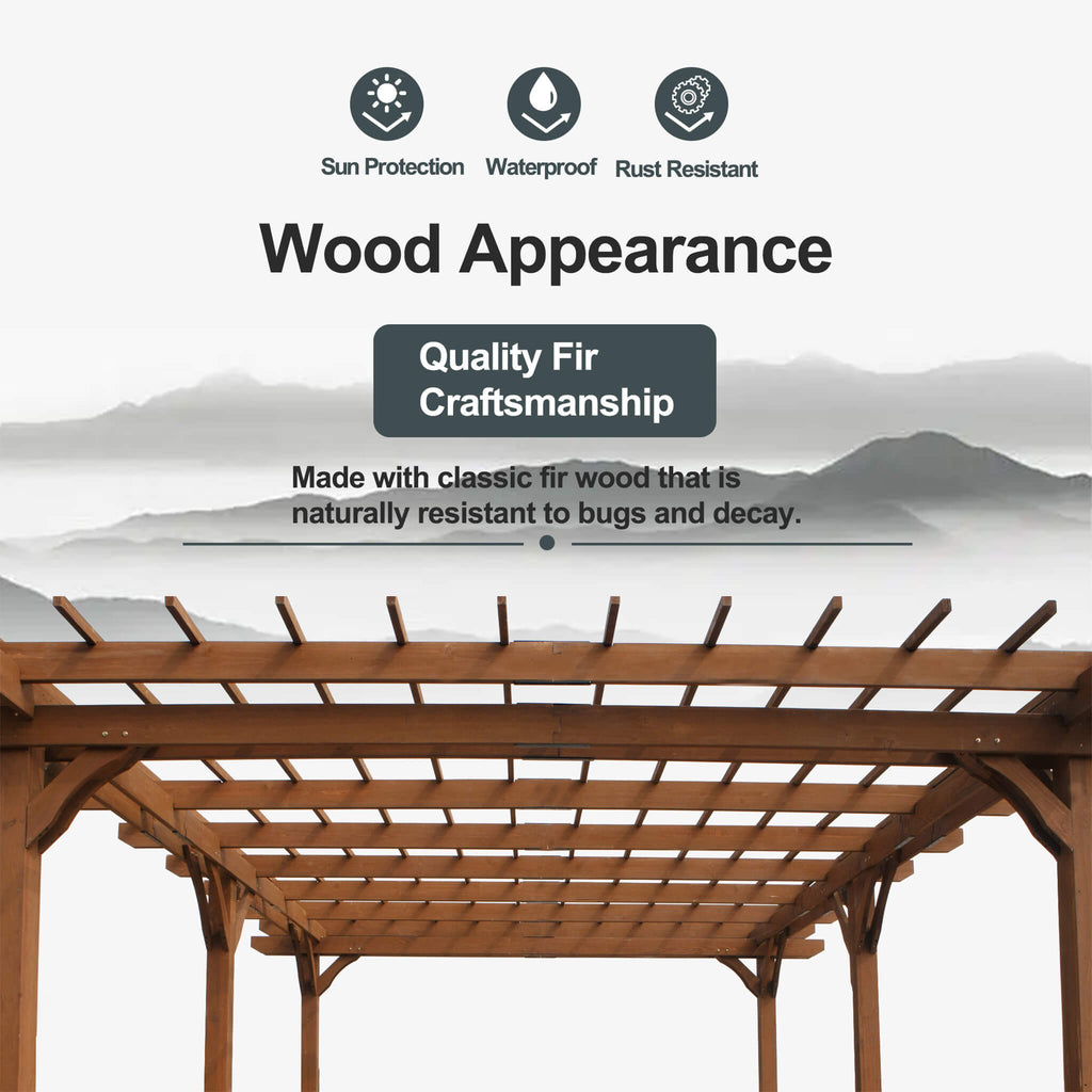 [12X16FT] Alora Extra-Large Outdoor Wooden Waterproof Grape Gazebo (SAK76476)