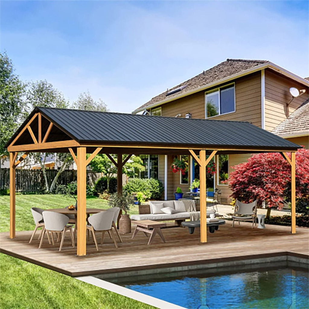 [12X20FT] Alora Premium Outdoor Double-Layer Galvanized Steel Hardtop Gazebo Pergola For Patio (SAK46095)