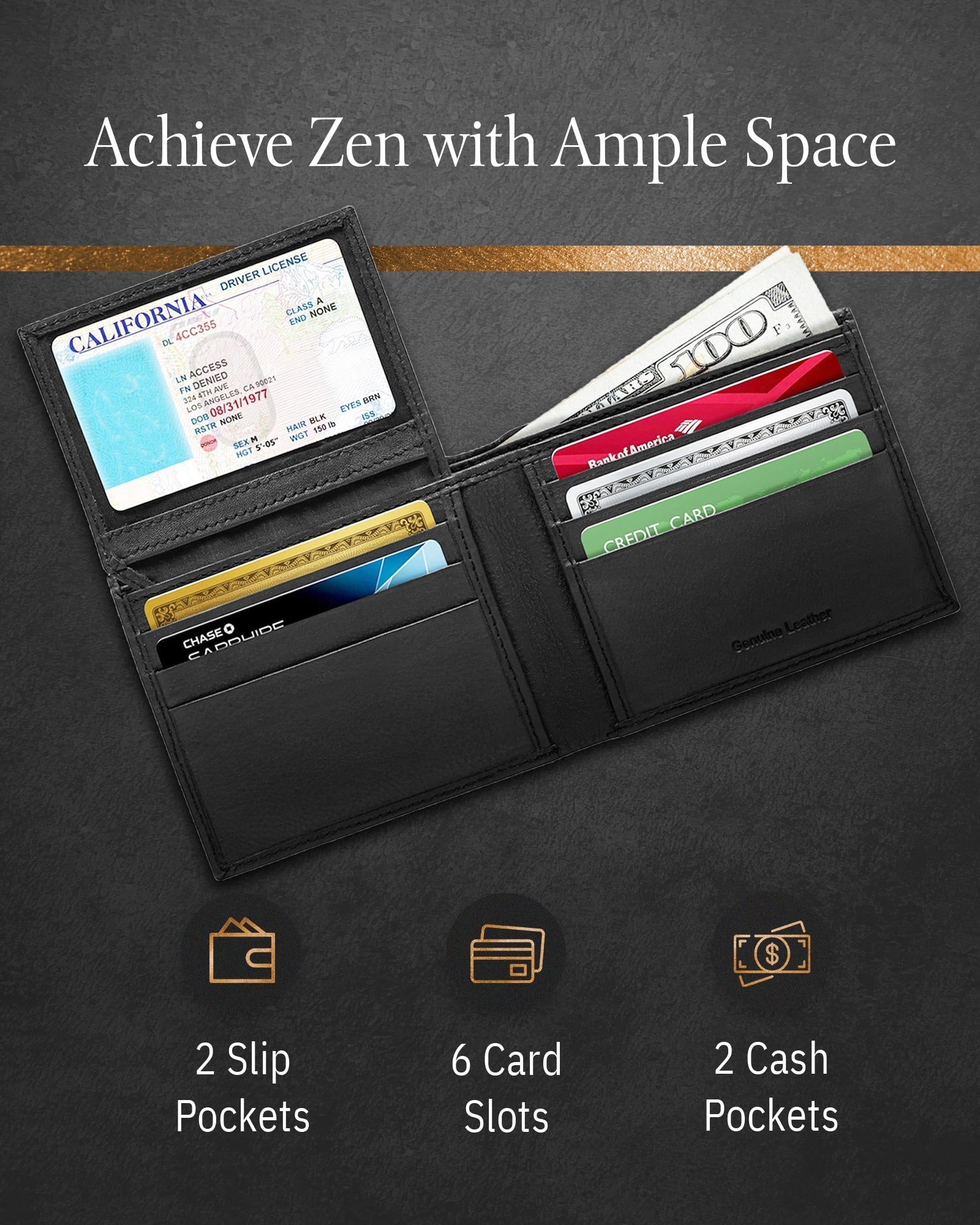 Bifold Wallet With Flip-Up ID Window