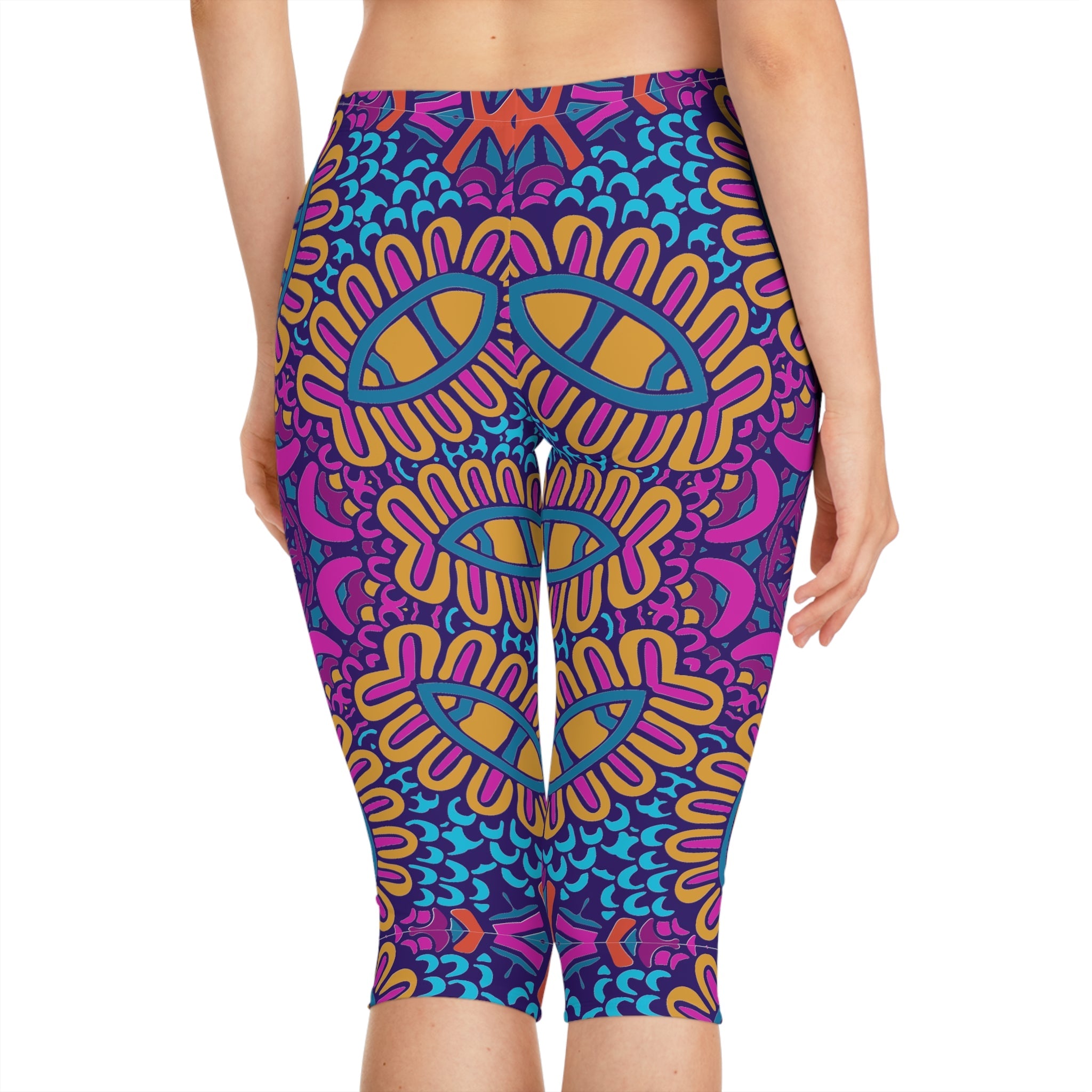 Colorful Boho Bliss Capri Leggings Women's Capri Leggings (AOP)