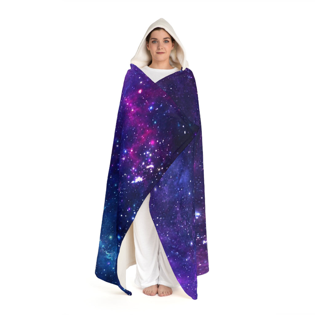 Purple Beyond the Stars Outer Space Out of this World Hooded Sherpa Fleece Blanket