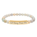 CUSTOM Engraved Natural Stone Bar Bracelet — Personalized Stretch Beaded Gemstone Bracelet