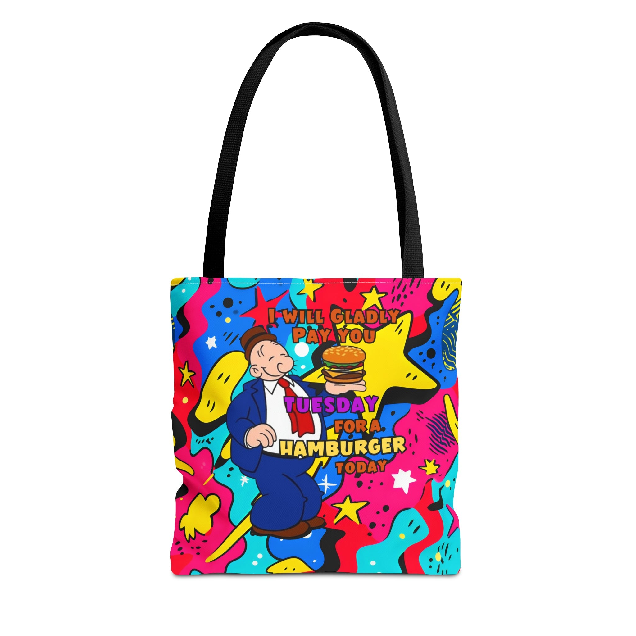 Abstract Comic Pop  AOP Tote Bag featuring Wimpy and his beloved hamburger