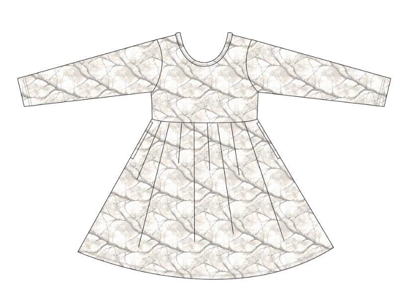 Whiteout: Long Sleeve Skater Dress