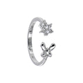 Sterling Silver 925 Cubic Zirconia Flower Butterfly Toe Ring