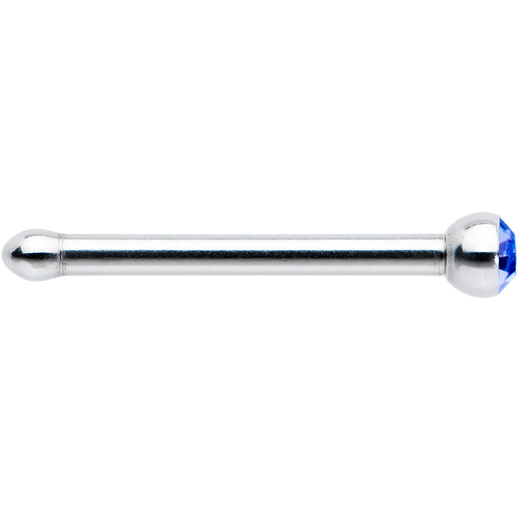 20G Stainless Steel Sapphire Blue Gem Micro Nose Bone