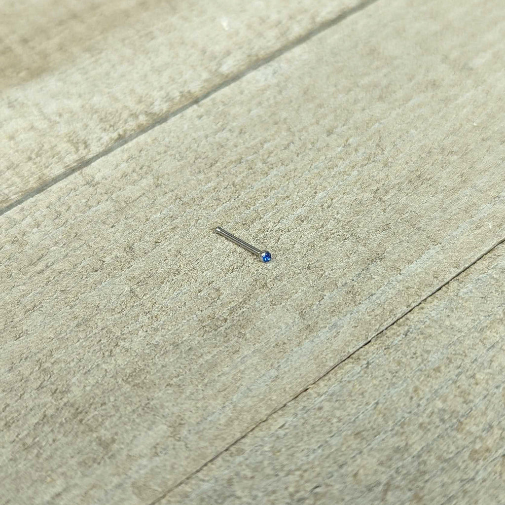 20G Stainless Steel Sapphire Blue Gem Micro Nose Bone