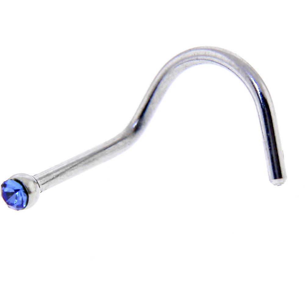 20G Stainless Steel Sapphire Blue Gem Micro Nose Ring Twister