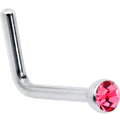 20G Stainless Steel Pink Gem Micro Nose Ring L-Shaped
