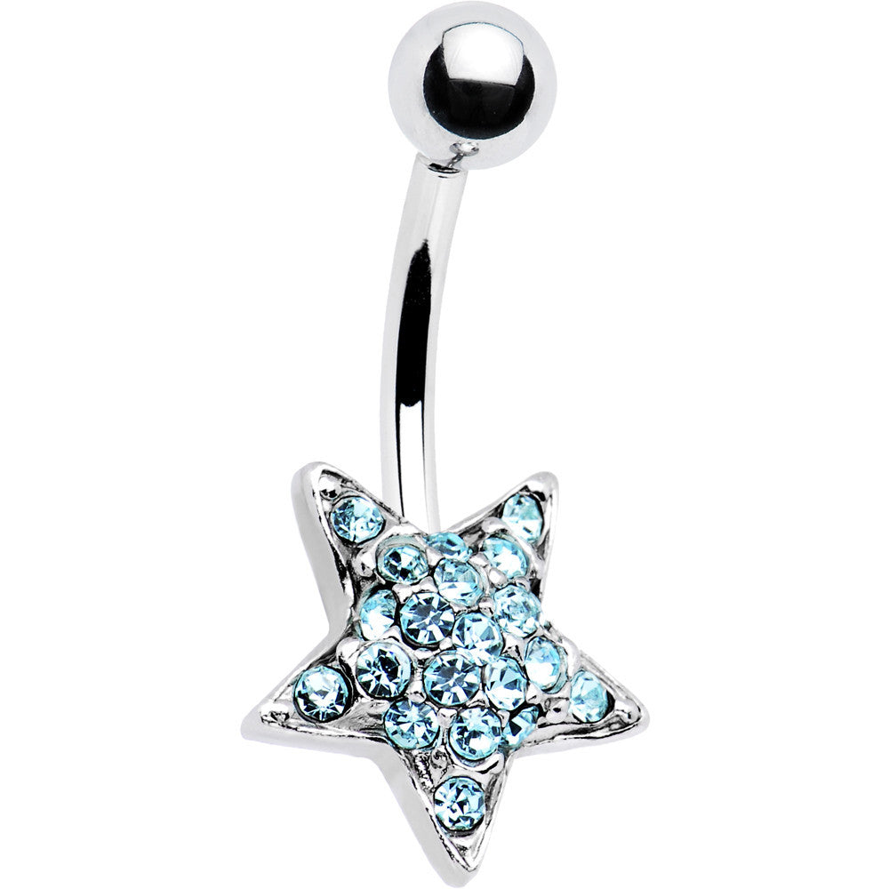 TWILIGHT STAR  Solar Blue Gem Banana Belly Ring