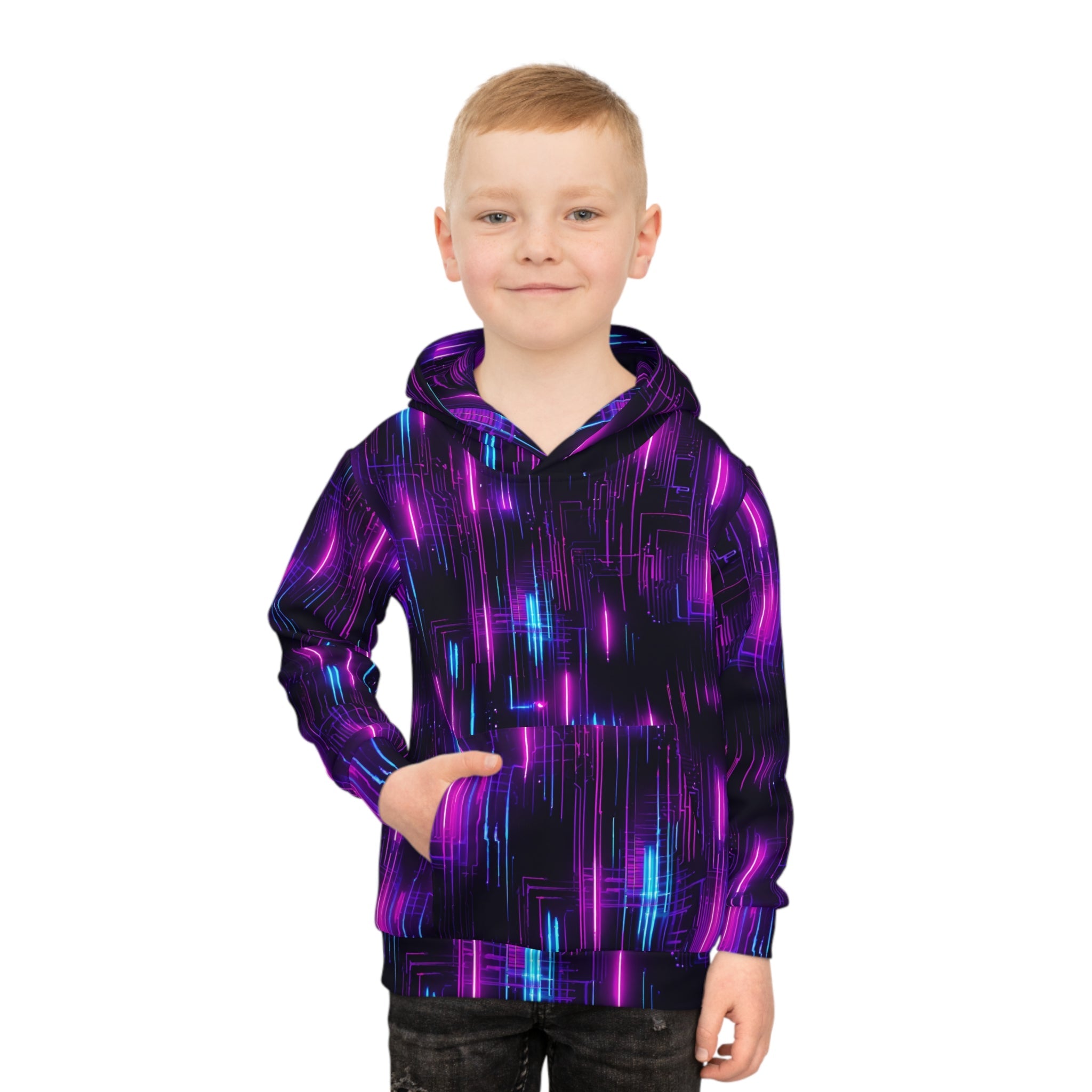 Cyberpunk Rays Hoodie for Kids