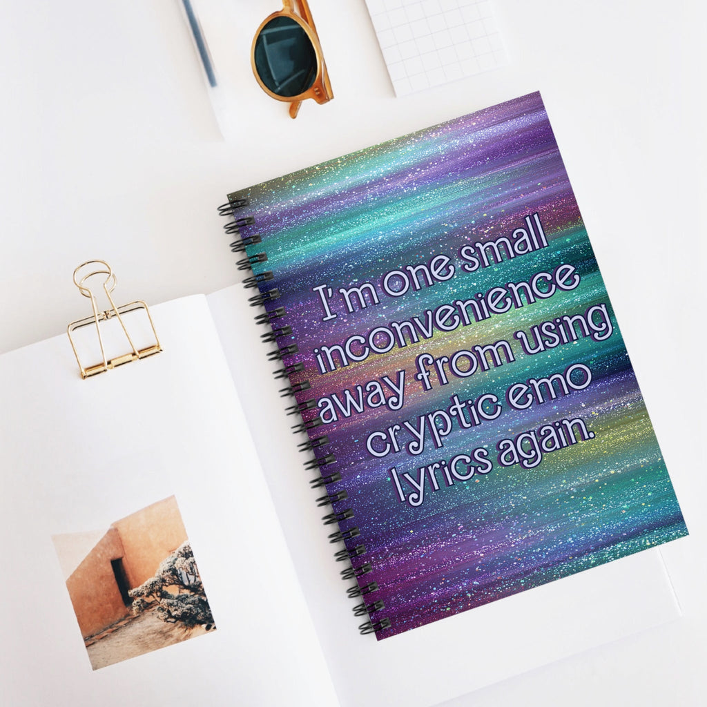 Bespattered Facade "Cryptic Emo Lyrics" Spiral Notebook - Lined Pages