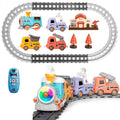 Electric Train Set with Smokes Light Sound Remote Magnetic Train Toys with Locomotive 3 Trucks Gifts for Kids Aged 3 4 5 6 Year Old