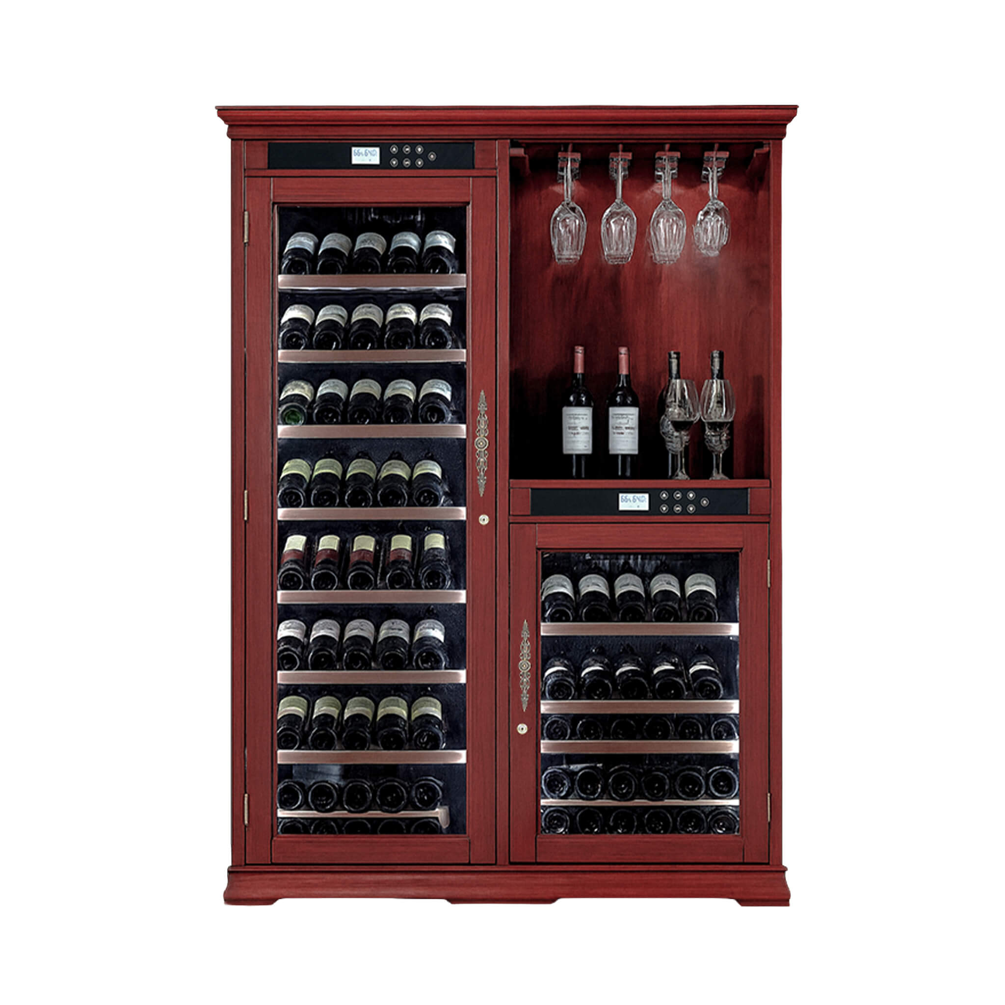 Nuvia 158-Bottle Wooden Wine Cooler Cabinet With Adjustable Temperature And Vacuum Insulation Doors (SAK91827)