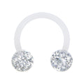 14G 3/8 Bioplast Clear Glitter Ball Horseshoe Circular Barbell