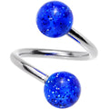 Electric Blue Glitter Spiral Twister Belly Ring