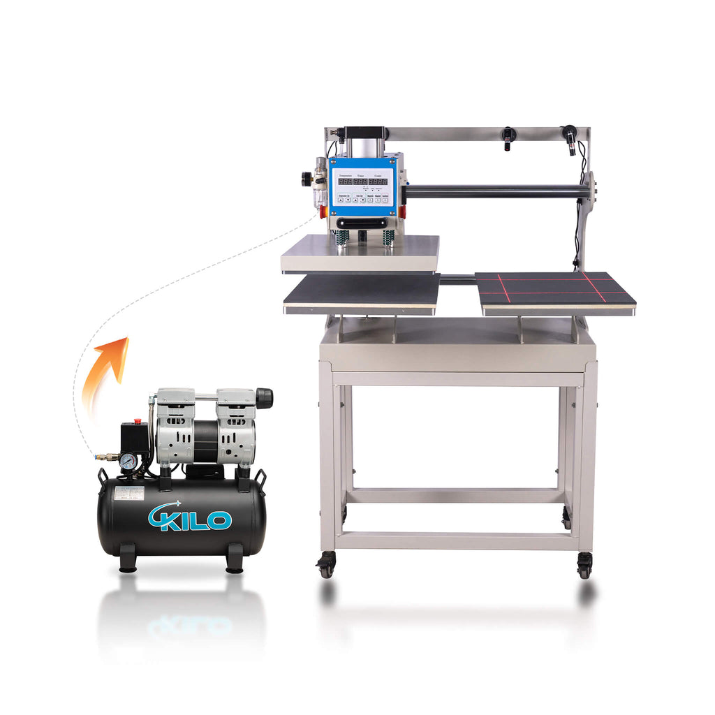 [16X24-Inch] Pneumatic Sliding Dual-Platen Hot Press Machine With Infrared Positioning And Air Compressor (SAK46729)