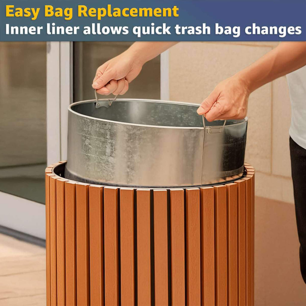 17-Gallon Commercial Round Outdoor Trash Can With Open Lid (SAK18520)