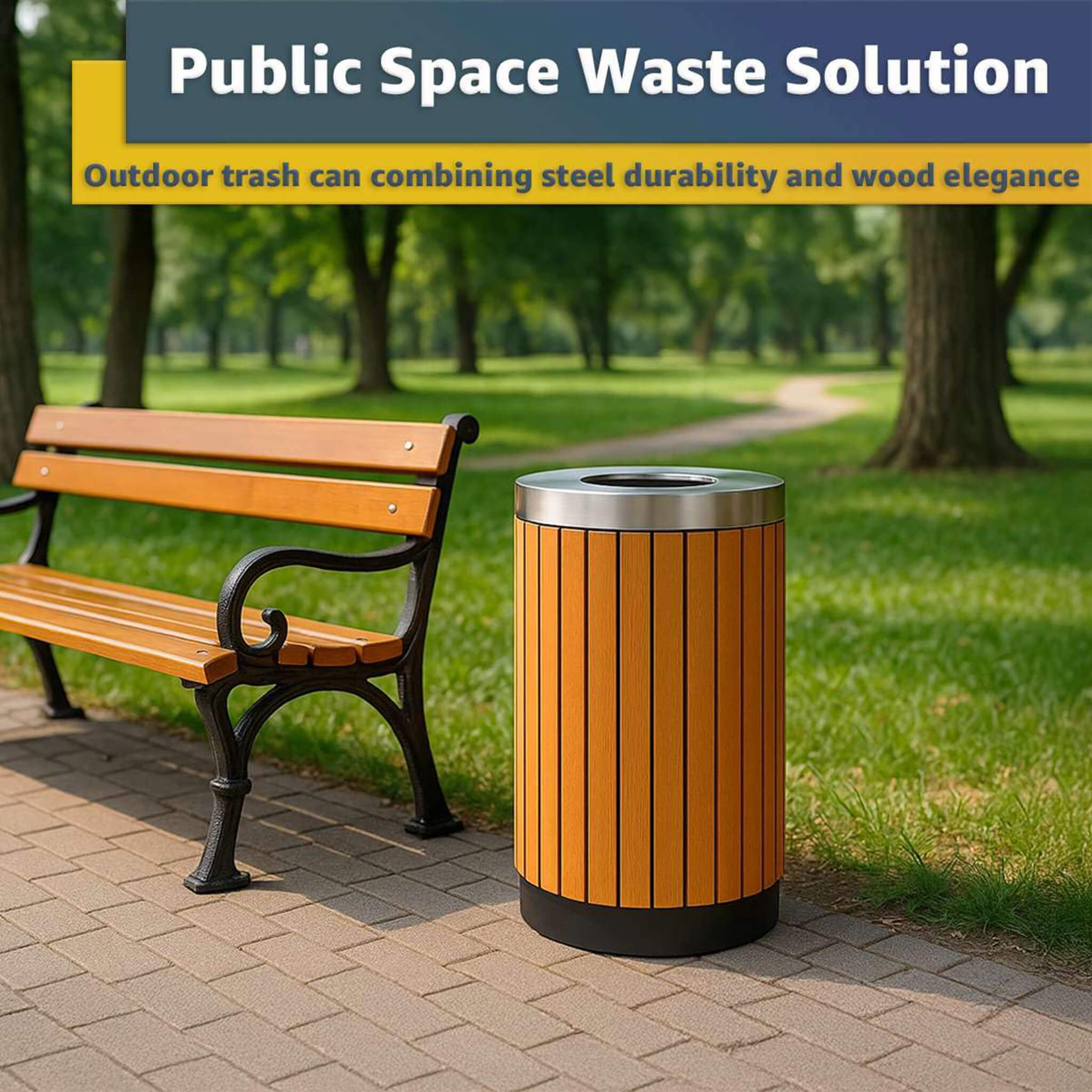 17-Gallon Commercial Round Outdoor Trash Can With Open Lid (SAK18520)