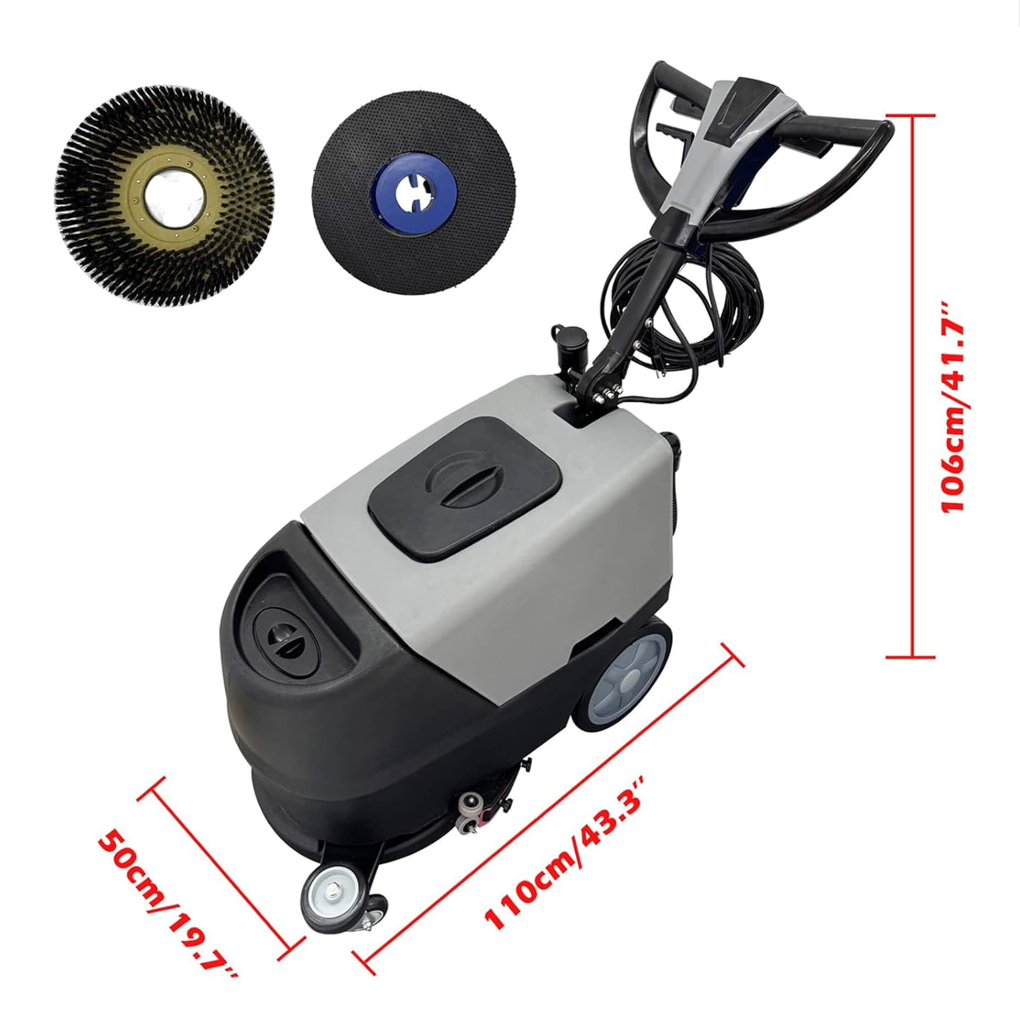 17-Inch 110V Heavy-Duty Commercial Walk-Behind Dual Tank Floor Scrubber (SAK83472)