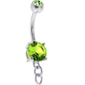 Peridot Green Double Gem Prong Set Add On Charm Belly Ring