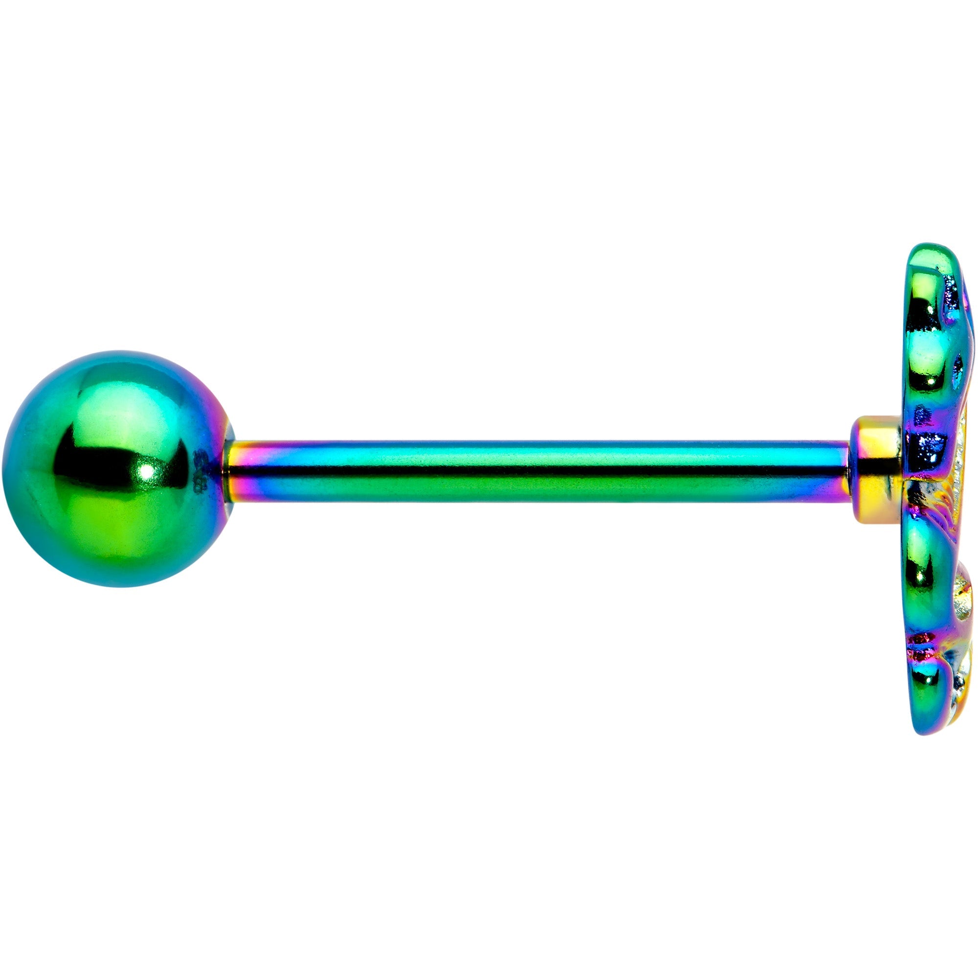 Rainbow Titanium Anodized 3-D Dragon  Barbell Tongue Ring